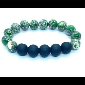 Custom Designed Green and Matte Black Bracelet